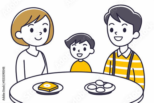 Happy family enjoying breakfast together, for websites and blogs