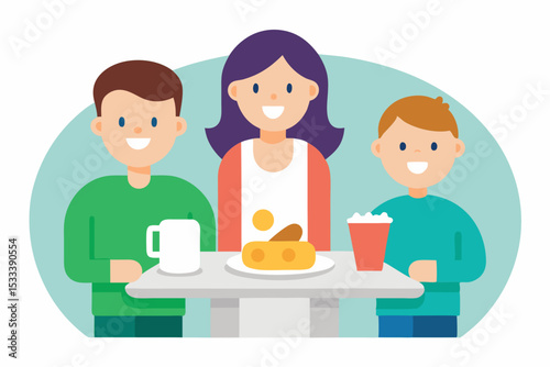 Happy family enjoying breakfast together, for websites and blogs