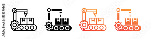 Production Multiple Style Icon Set Vector 