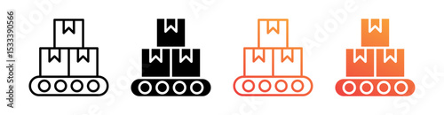 Conveyor Multiple Style Icon Set Vector 