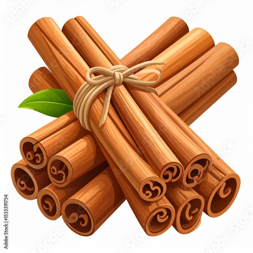 Bundle of Cinnamon Sticks with Leaf