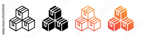 Boxes Multiple Style Icon Set Vector 