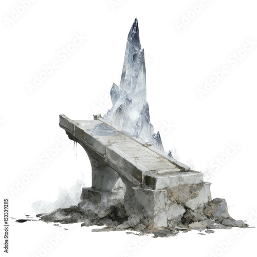 Ruined Stone Structure with Icy Crystal Formation