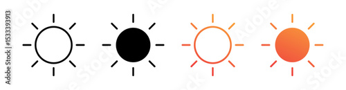 Sun Multiple Style Icon Set Vector 