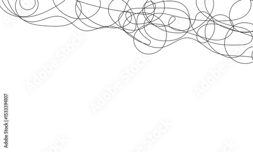 Tangled black thread on white background . Vector Illustration . EPS 10 .