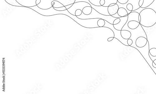 Tangled black thread on white background . Vector Illustration . EPS 10 .