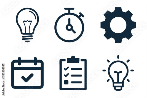 Productivity and Tools Icon Set – Flat Minimal Design
