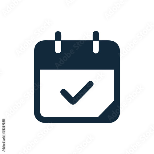 Calendar with a checkmark icon Black and write