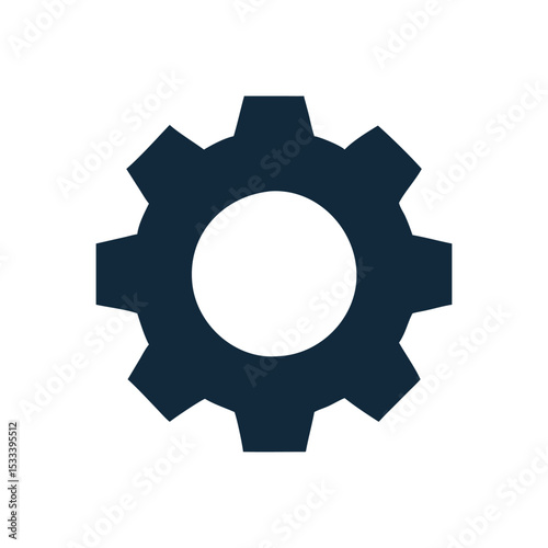 Gear cogwheel for settings icon, black and white.