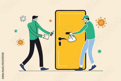 Cleaning or disinfect door handle to prevent Coronavirus COVID-19 outbreak concept, cleaning service workers spray disinfectant alcohol or sanitiser and using cloth to clean Coronavirus pathogens.