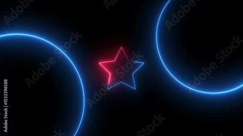 Wallpaper Mural Neon light star frame loading icon background. Glowing neon star icon sign animation. neon star icon animation on black background, Torontodigital.ca