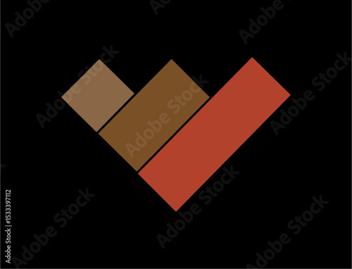 Abstract geometric shapes in brown and red