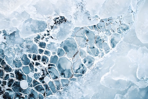 Stunning macro photography of cracked ice revealing abstract geometric shapes and textures