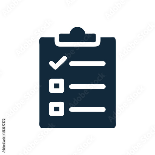 Clipboard with Checklist Icon – Black and White Design