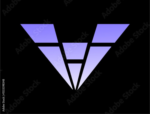 Abstract purple letter v graphic with group teamwork concept