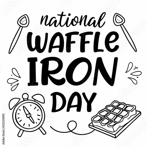 NATIONAL WAFFLE IRON DAY vector illustration