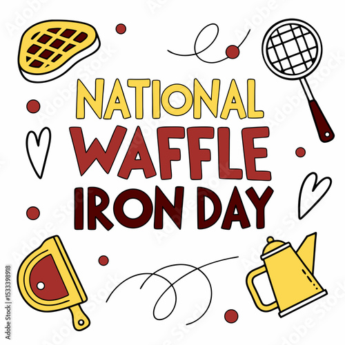NATIONAL WAFFLE IRON DAY vector illustration