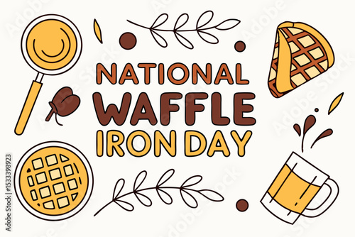 NATIONAL WAFFLE IRON DAY vector illustration
