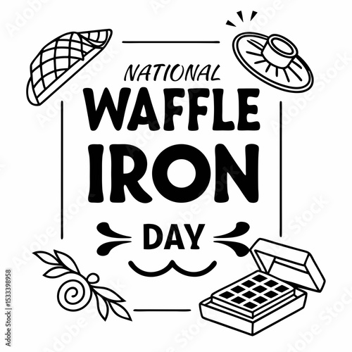 NATIONAL WAFFLE IRON DAY vector illustration