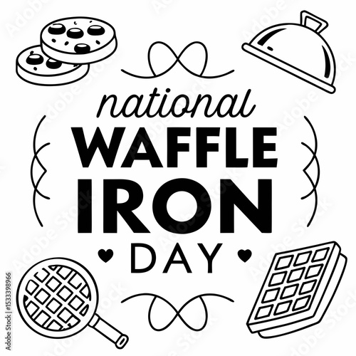 NATIONAL WAFFLE IRON DAY vector illustration