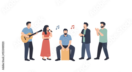 Vector Illustration of a Band Performing Live Music