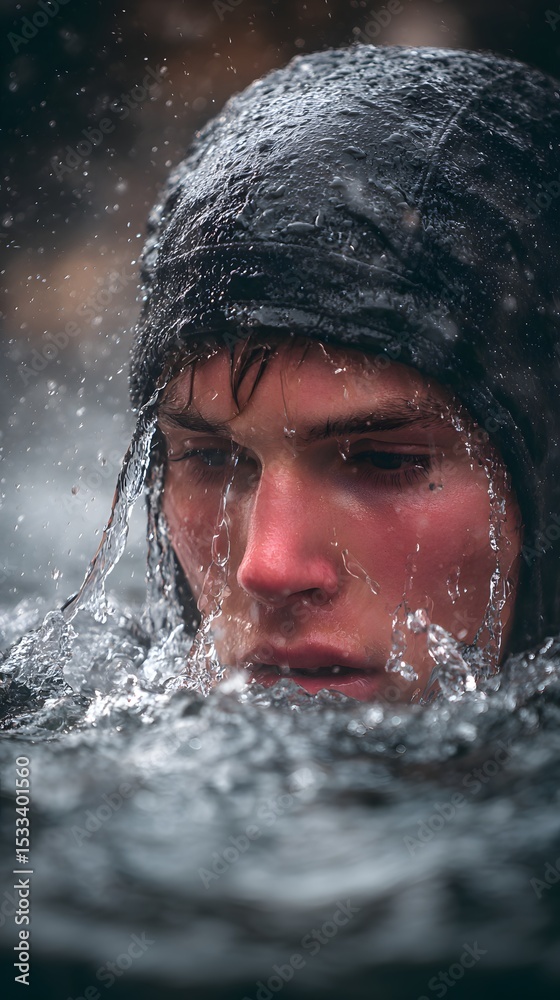 Fototapeta premium Cold Plunge Resilience: Outdoor Biohacking