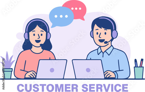 Cheerful assistance Call center representatives in action