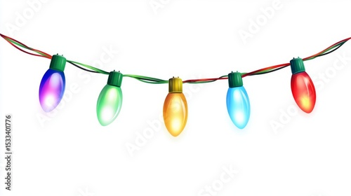 Vibrant Colorful Christmas String Lights Festive Holiday Decoration Bulbs Glowing Illumination