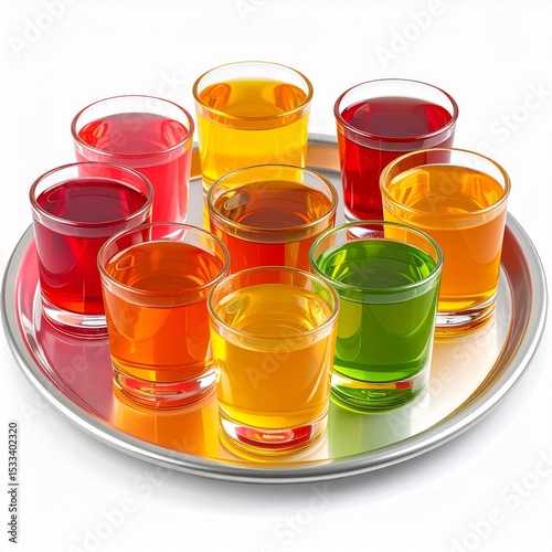 Colorful Jelly Drinks on Silver Tray
