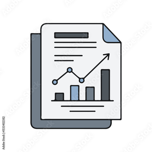 Finance & Business flat vector icon, financial report, on white background, suitable for design and infographic applications