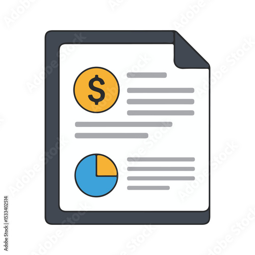 Finance & Business flat vector icon, financial report, on white background, suitable for design and infographic applications
