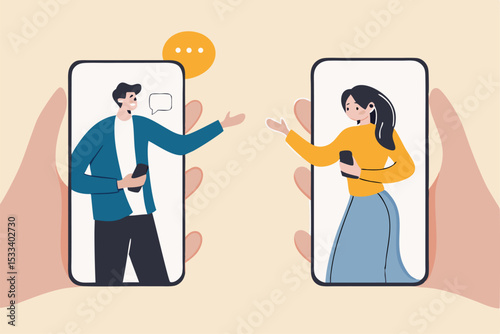 Video conference during COVID-19 Coronavirus outbreak, people using technology work at home remotely concept, man and woman teammate working remotely using smartphone or mobile phone for meeting.