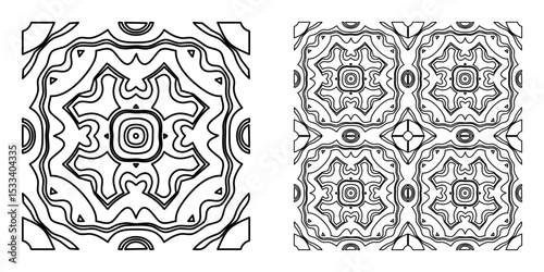 Abstract Seamless Geometric Pattern 2 – Outline Linear Vector Design