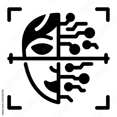 Ai Face Generator Glyph Icon vector design and illustration template