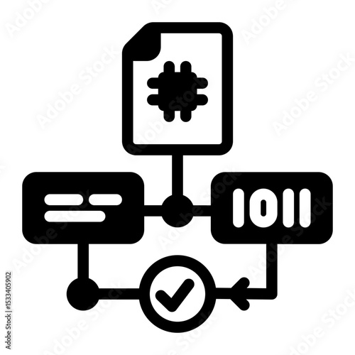 Prompt Chaining Glyph Icon vector design and illustration template