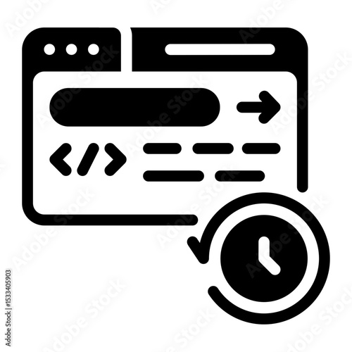 Prompt History Glyph Icon vector design and illustration template