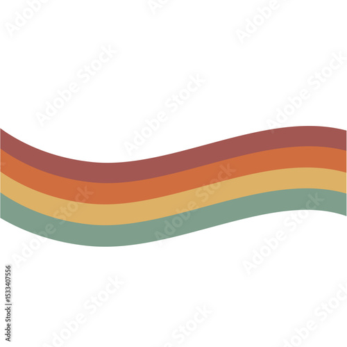 Abstract rainbow groovy Wavy Lines in Retro style. Vector illustration 