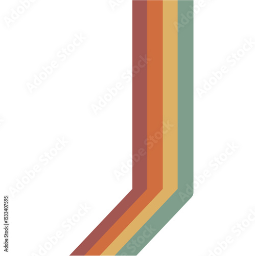 Abstract rainbow groovy Wavy Lines in Retro style. Vector illustration 