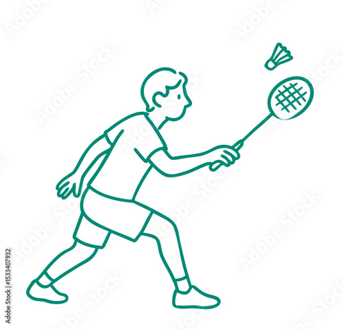 Badminton Players Ready for Action Drop shot pose (arm extended forward with delicate wrist)