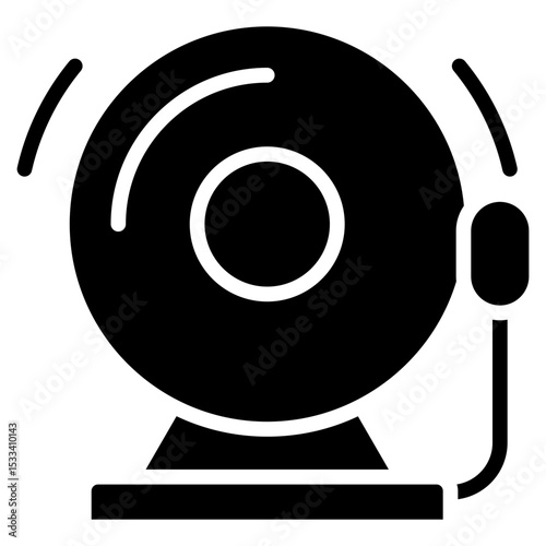 Alarm Signal Glyph Black Fill Silhouette - Ringing alarm bell, representing emergency alerts and immediate attention to hazards