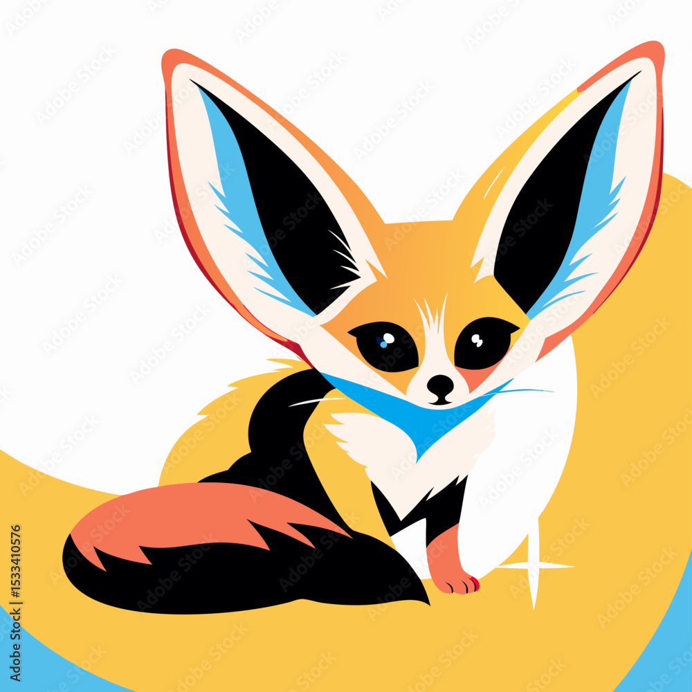 Fototapeta premium Cute Fennec Fox Illustration, Cartoon Animal Design