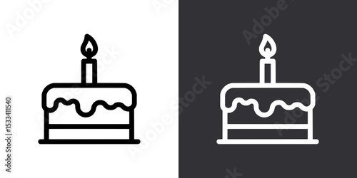 Birthday Cake Icon – Black and White Version