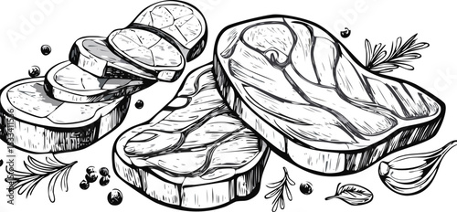 Hand-Drawn Steak Sketch Collection – Vintage Meat Cuts Illustration Set for Butchery or Menu Design