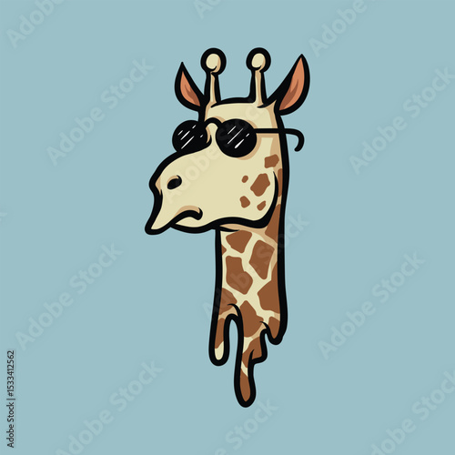 Cool giraffe wearing sunglasses cartoon vector illustration