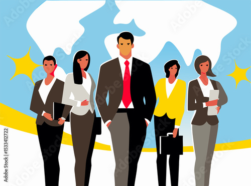 Global Business Team: Diverse Professionals Working Together