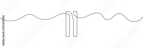Pause stop icon in continuous line drawing style. Line art of pause button. Vector illustration. Abstract background . EPS 10 .