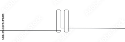 Pause stop icon in continuous line drawing style. Line art of pause button. Vector illustration. Abstract background . EPS 10 .