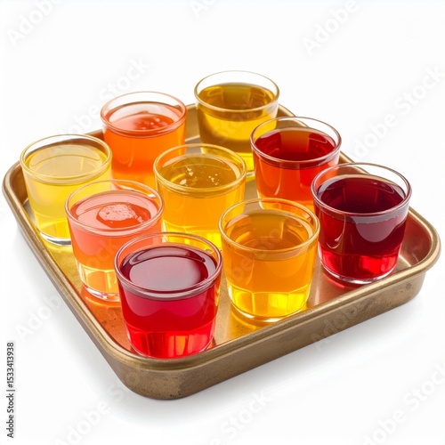 Colorful Jelly Shots on Gold Tray
