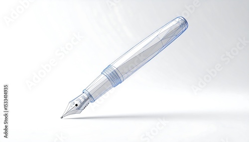 Wallpaper Mural Stylized 3D Polygonal Fountain Pen Design on Pure White Background with High Key Lighting Torontodigital.ca