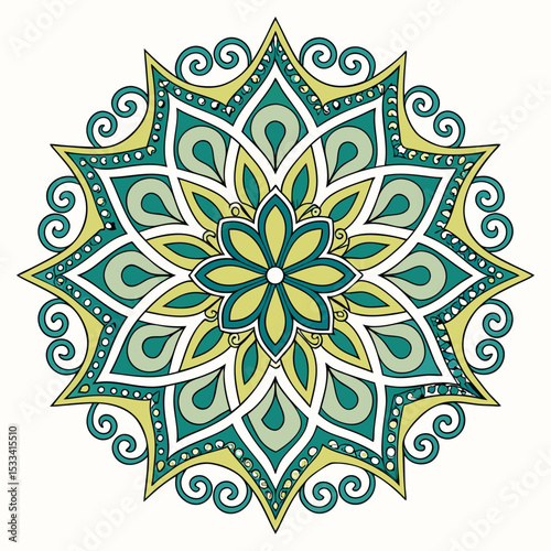 Elegant colorful floral mandala vector illustration with detailed ornamental design for decoration